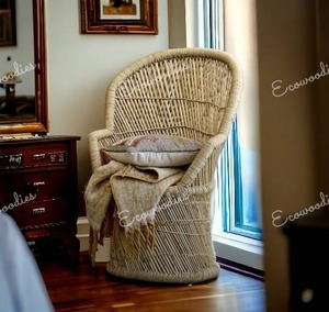 Chaise Mudda en bambou écologique Chaise Sarkanda confortable faite à la main Chaise design modulaire antique pour salon jardin - Product Image 1