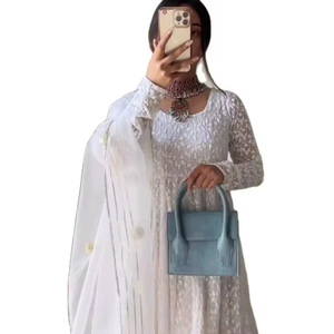 Elegant Organza <b>Chikankari</b> Gown for Women Floral Digital Print Latest Pakistani Salwar Kameez Designs - Product Image 1