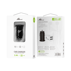 Profitez de l'adaptateur de chargeur de voiture noir 2 ports USB 5V/2.4A pour la connexion de prise de véhicule 12-24V chargeur multifonction allume-cigare - Product Image 1