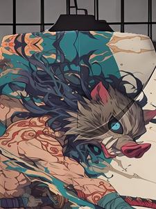 เสื้อฮู้ดดี้ผู้ชายคุณภาพสูง ผ้าฝ้าย 100% สำหรับฤดูหนาว พิมพ์ลายอนิเมะอินุสเกะตามสั่ง ดีไซน์โลโก้ด้านหน้า คอซิป - Product Image 3