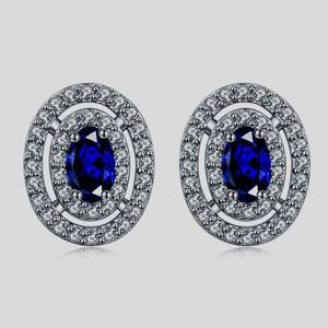 Pendiente de Plata de Ley 925 hecho a mano de cuarzo azul con piedras preciosas de topacio blanco 925 sólido de alta calidad Stud Girl pendiente de la mejor calidad - Product Image 1