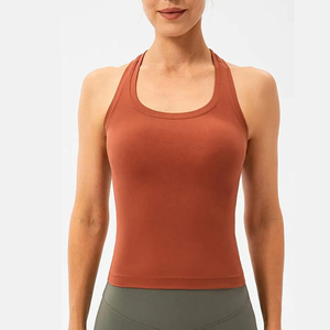Camiseta sin Mangas para Mujer al por Mayor, Tops de Yoga para Entrenamiento, Ropa Deportiva de Verano para Correr, Talla Grande, Poliéster/Algodón, Color Sólido, Transpirable, Frente - Product Image 3