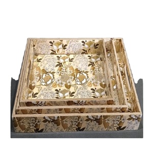 Venta al por mayor RABEH DESIGN ARTESANÍA MDF BANDEJAS DE SERVIR JUEGO DE TRES CON ESMALTE BANDEJA PARA SERVIR ALIMENTOS AL MEJOR PRECIO - Product Image 4