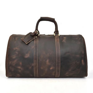 Vente de gros Sac polochon de voyage personnalisé de haute qualité en cuir véritable pour hommes Sac polochon vintage en cuir véritable - Product Image 2