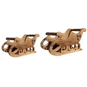 Carro de Navidad de madera con soporte de hierro, mesa de Navidad India hecha a mano personalizada, regalos decorativos - Product Image 3