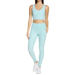 Conjunto de yoga con logotipo personalizado para mujer, conjuntos deportivos de yoga sin costuras de 2 piezas de alta elasticidad sólida para gimnasio - Product Image 1