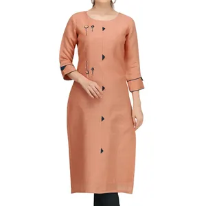 Robe de travail brodée Kurta pour femme, vêtements ethniques, robes décontractées, nouvelle collection - Product Image 1