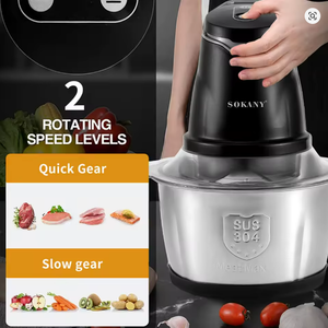 Mini robot culinaire électrique en acier inoxydable, hachoir à 2 vitesses, alimenté par batterie, pour hacher et moudre - Product Image 4