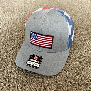 Chapéu americano de bandeira dos eua, chapéu de malha do caminhoneiro individualmente artesanal na florida richardson 112 chapéus