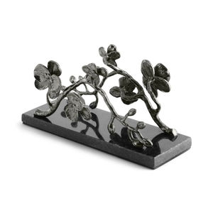 Porte-serviettes floral en nickel noir artisanal, support de luxe en métal pour serviettes de table, idéal pour la décoration de la maison, des hôtels et des restaurants - Product Image 4