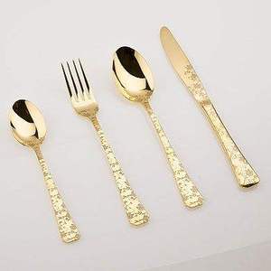 Juego de Cubiertos de Metal de acero inoxidable dorado de nuevo diseño de lujo con juego de vajilla con mango azul para restaurante de Hotel y uso doméstico - Product Image 4