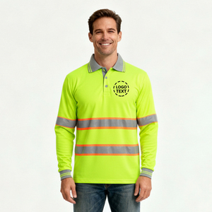 Men's Construction Short Sleeve Reflective HI <b>Vis</b> Safety <b>Shirt</b> 100% Cotton Quick Drying Solid Jersey Customized Logo Button <b>High</b> - Product Image 6