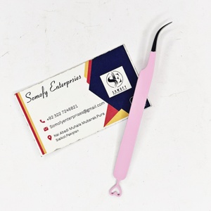 Pinzas para Pestañas de Acero Inoxidable Japonés Somofy Enterprises, Antimagnéticas, Antiestáticas, 10 mm, Color Rosa Bebé, Curvadas y Dentadas - Product Image 4