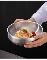 Bol à riz double couche DS132 en acier inoxydable, bol en métal isolé thermiquement pour la cuisine, vaisselle