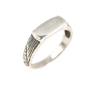 Anillo de Plata de Ley 925 Oxidado con Piedras de 6 x 14 mm, Anillo con Engaste de Bisel para Uso Diario, Chapado en Rodio, para Regalo - Product Image 1