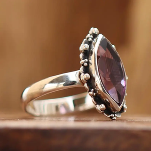 Bague en améthyste violette au design tendance, en argent sterling 925, pierre précieuse naturelle, pierre de naissance de février, bijoux, fabricant en gros - Product Image 2