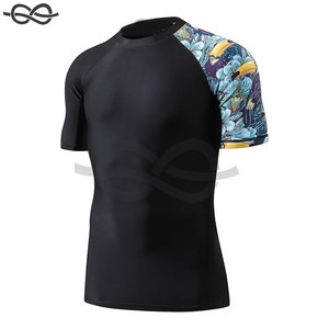Hommes Rash Guard Manches Courtes Séchage Rapide UPF 50 + Protection Solaire Compression Maillots De Bain Léger Respirant Natation Surf - Product Image 2