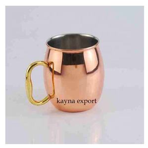 Taza de mula de Moscú de cobre de diseñador personalizado de alta calidad con tapa de vidrio, exportador al por mayor, jarra de cerveza pulida brillante para hoteles - Product Image 1
