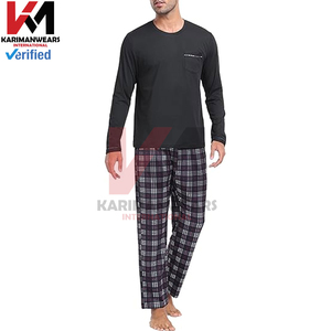 Conjunto de Pijama a Cuadros para Hombre, Ropa de Dormir de Manga Larga, Camisa y Pantalones, Conjunto de 2 Piezas para Hombre, Ligero y Suave - Product Image 6