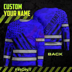 เสื้อยืดแขนยาวสำหรับทำงานแบบสะท้อนแสง ความปลอดภัยสูง มองเห็นได้ชัดเจน มาตรฐาน ANSI ระดับ 1  รับสกรีนโลโก้  สำหรับผู้ชายและผู้หญิง พร้อมแถบสะท้อนแสง - Product Image 4