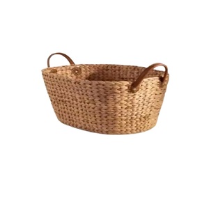 Meilleures ventes de paniers de rangement multifonctionnels en jacinthe d'eau poignées naturelles conteneurs de stockage domestiques flexibles et durables - Product Image 1