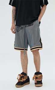 กางเกงขาสั้นกีฬาผู้ชายแบบลำลอง ผ้าไม่ยับ ทรงเข่า แต่งวินเทจฟอกสีแบบดิสเทรส - Product Image 2