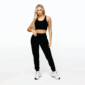 Aistband-traje ibbed uffs lasicated aistband 65% ottotton 35% ololyester inear APE leece OOD & ogger lack omen's racksuit - Product Image 4