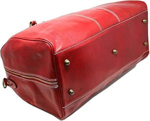 ¡Novedad de 2025! Bolso Voyager de diseño, Color rojo, bolso de equipaje hecho a mano para mujer, cierre de cremallera, bolso de lona de cuero genuino a bajo precio - Product Image 3