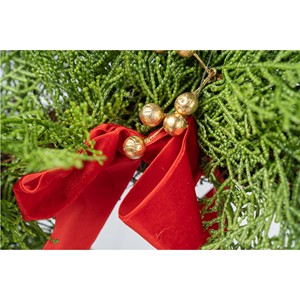 Couronne de Noël élégante en bois naturel vert de 40 cm de diamètre, en rotin synthétique, style traditionnel, à suspendre au mur, pour l'intérieur - Product Image 5