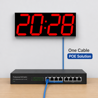 Horloge murale numérique LED de 6 pouces, alimentation PoE et synchronisation automatique GPS NTP pour salle de sport, centre de remise en forme, école, affichage HH:MM