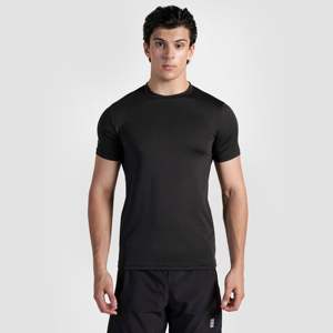 T-shirt de performance Cross Run noir 100 % polyester 300 g en tissu tricoté avec étiquette personnalisée imprimée à l'écran, fonctionnel pour l'exercice, motif uni - Product Image 2