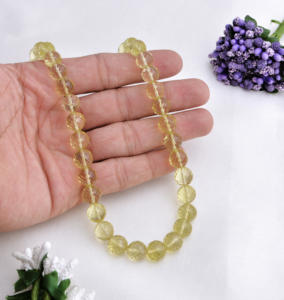 Cuentas de Cuarzo Limón con Corte Cóncavo, Collar de Piedras Preciosas, Cuarzo con Cuentas, para la Elaboración de Joyería Fina - Product Image 4