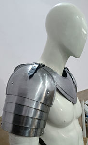 Juego de gorget y pauldron de acero suave medieval para disfraces o recreación de artesanías de magnesia hechas a mano - Product Image 3