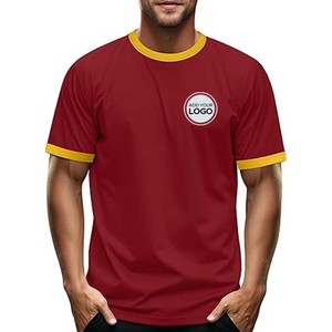 T-shirts en coton Ringer, T-shirts ajustés doux de qualité supérieure, T-shirts unisexes en coton et polyester Ringer pour hommes - Product Image 6