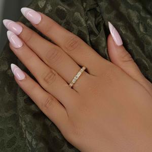 Trendy IGI Certified VVS <b>Emerald</b> Lab Grown Diamond 14k Solid Gold Bezel <b>Set</b> Wedding Band Ring Fine Fashion Luxury Women <b>Jewelry</b> - Product Image 3