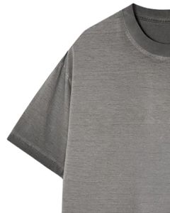 Camiseta Unisex Personalizada Color Caqui Lavado Ácido, Estilo Vintage, Cuello Redondo, Algodón Suave, Informal, Ropa de Calle - Product Image 3