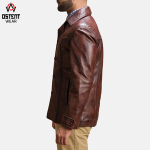 Chaqueta elegante de cuero genuino ajustada para hombre, diseño moderno con cuello levantado, venta al por mayor para la moda diaria, todas las estaciones - Product Image 2