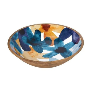 Cuenco de madera Cuencos para servir Impresión de esmalte Cuencos decorativos seguros para alimentos Pieza de servicio decorativa única para hogares Restaurantes - Product Image 4