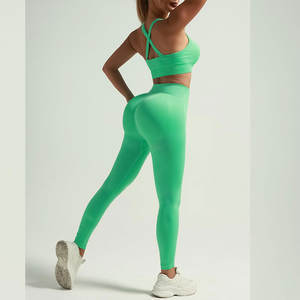 Vente chaude Dames Gym Fitness Vêtements Respirant Sans Couture Yoga Costume Ensemble Fait Spandex Polyester Écologique Personnalisé Avant - Product Image 6