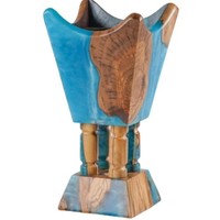 Brûleur d'encens Bakhoor en bois fait main avec incrustation de résine, support d'aromathérapie pour la maison, la prière, la méditation et la décoration