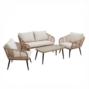 Ensemble de meubles d'extérieur en rotin <span class=keywords><strong>4</strong></span> pièces, chaises de canapé et table basse avec coussins, ensemble de salon de jardin et de <span class=keywords><strong>patio</strong></span>