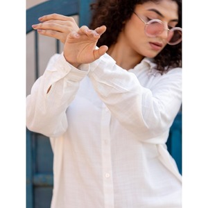 Conjunto de 2 Piezas para Mujer, Corte Holgado, Camisa de Manga Corta y Pantalones Color Marfil Sólido, Talla XS - Product Image 6