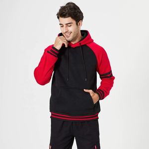 Sweat à capuche pull de haute qualité coton polaire élastique côtes rue mode sweat à capuche à manches longues avec Reglan Fashion Style noir et rouge - Product Image 4