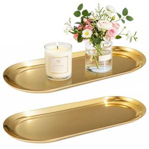 Plateau décoratif martelé en or moderne, plateau de service rond en acier inoxydable pour table basse, ottoman, décoration de la maison et fête de mariage - Product Image 6