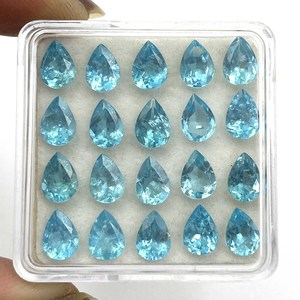 Apatita Azul de Alta Calidad, Gema Suelta, Corte Pera Facetado, Iridiscente, Tamaños 3-8 mm, Tratada con Calor, Certificada por IGI, para Joyería - Product Image 5