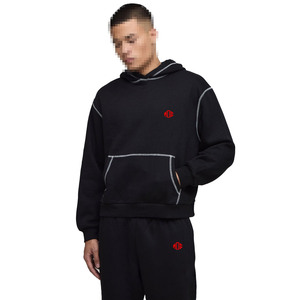 Conjunto Deportivo para Hombre con Sudadera con Costuras en Contraste y Pantalones Jogger de Pierna Ancha, Estilo Urbano con Estampado Gráfico en la Espalda para Personalizar con Marca - Product Image 3