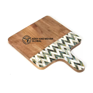 Plato de servicio de madera rústica con acabado de esmalte floral verde perfecto para cocina y comedor - Product Image 5