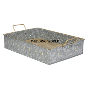 ถาดเสิร์ฟโลหะชุบสังกะสีตกแต่งโต๊ะทรงกลมดีไซน์เนอร์บ้านหรูหราทำด้วยมือถาดเสิร์ฟโลหะ - Product Image 6