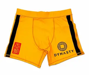 Pantaloncini Tudo OEM personalizzati per uomo giallo nero Spandex costumi da bagno corti da Yoga abbigliamento sportivo panno da spiaggia da palestra di alta qualità stampato unisex