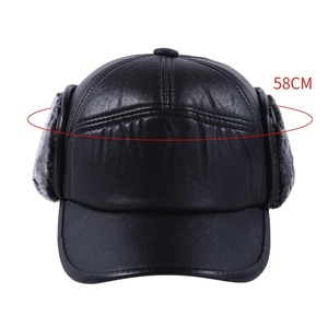 Casquette de baseball d'hiver pour hommes cache-oreilles chaude et épaisse Casquette de protection des oreilles Snapback Chapeaux de papa en cuir noir Chapeau de vieil homme Nouveau chapeau de balle - Product Image 2